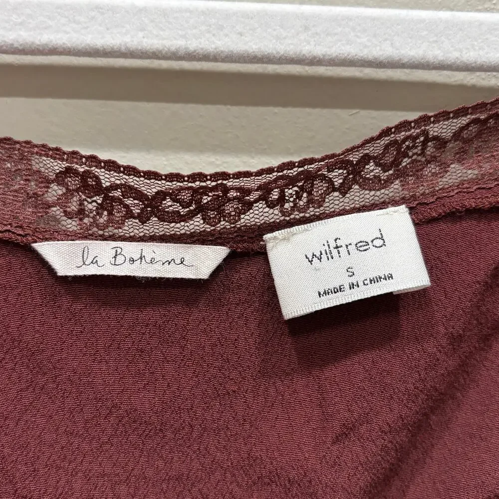 Aritzia Wilfred La Boheme Troubadour Blouse Maroon Red - Size: Small